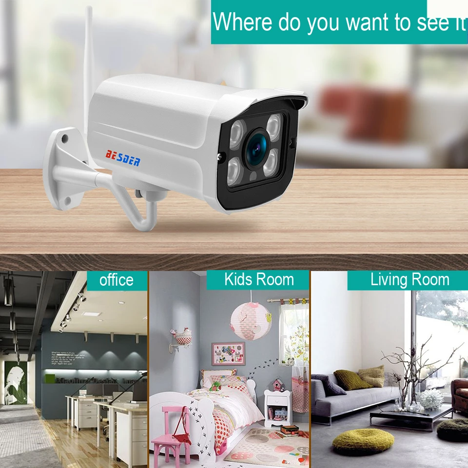 BESDER Wifi наружная IP камера 1080P 720PAudio запись металлическая Водонепроницаемая 2.0MP