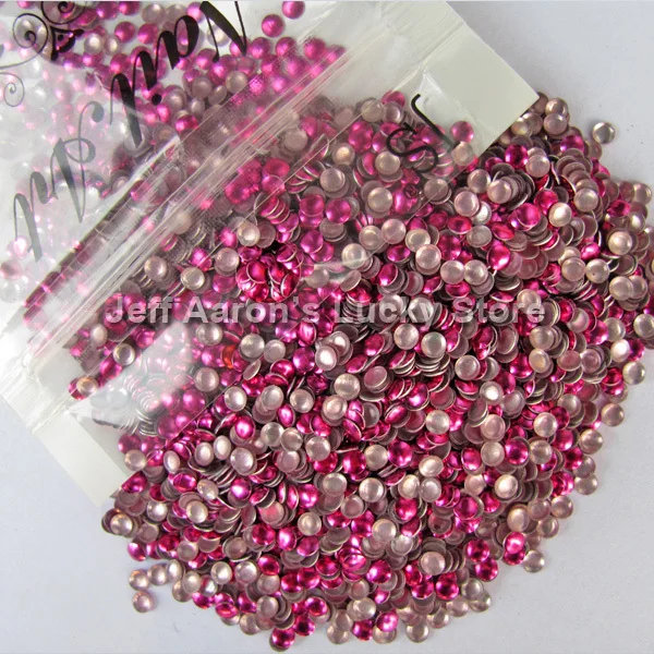 Ярко-розовый 3 мм круглый diy акриловый 3d металлический дизайн ногтей со стразами