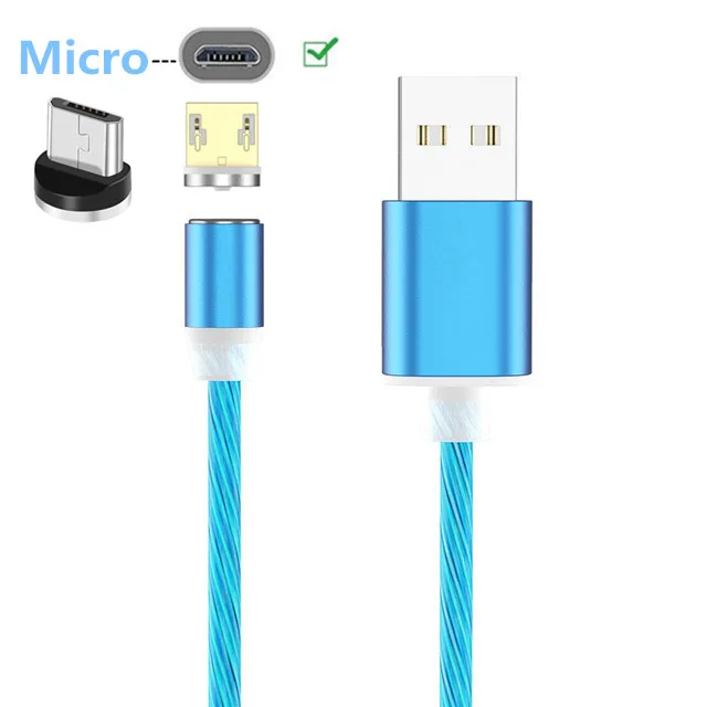 Магнитный светодиодный светильник кабель Магнит Micro USB кабель для быстрой Зарядное устройство для samsung galaxy S4 S6 S7edge A10E J7 J5 J3 Oppo A7 F7 R17