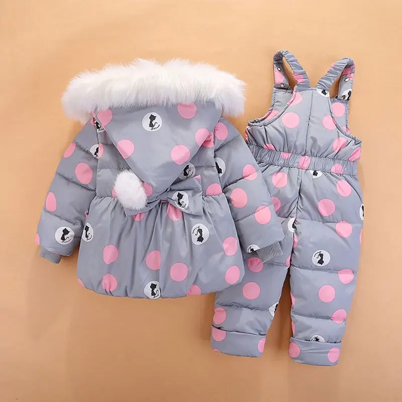 Детский пуховой костюм для девочек зимняя водонепроницаемая куртка с капюшоном