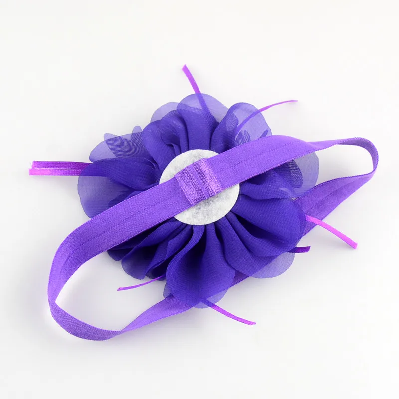 20 шт./лот эластичная повязка на голову с 4 дюймовой шифоновой тканью цветочный