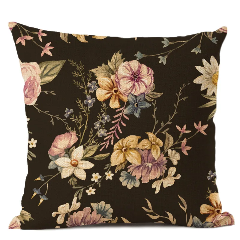 Colorful Plant Cushion Cover Linen Cotton Home Textile Sofa Decorative Chair Pillow Office Best-selling Fashion Bedding | Дом и сад