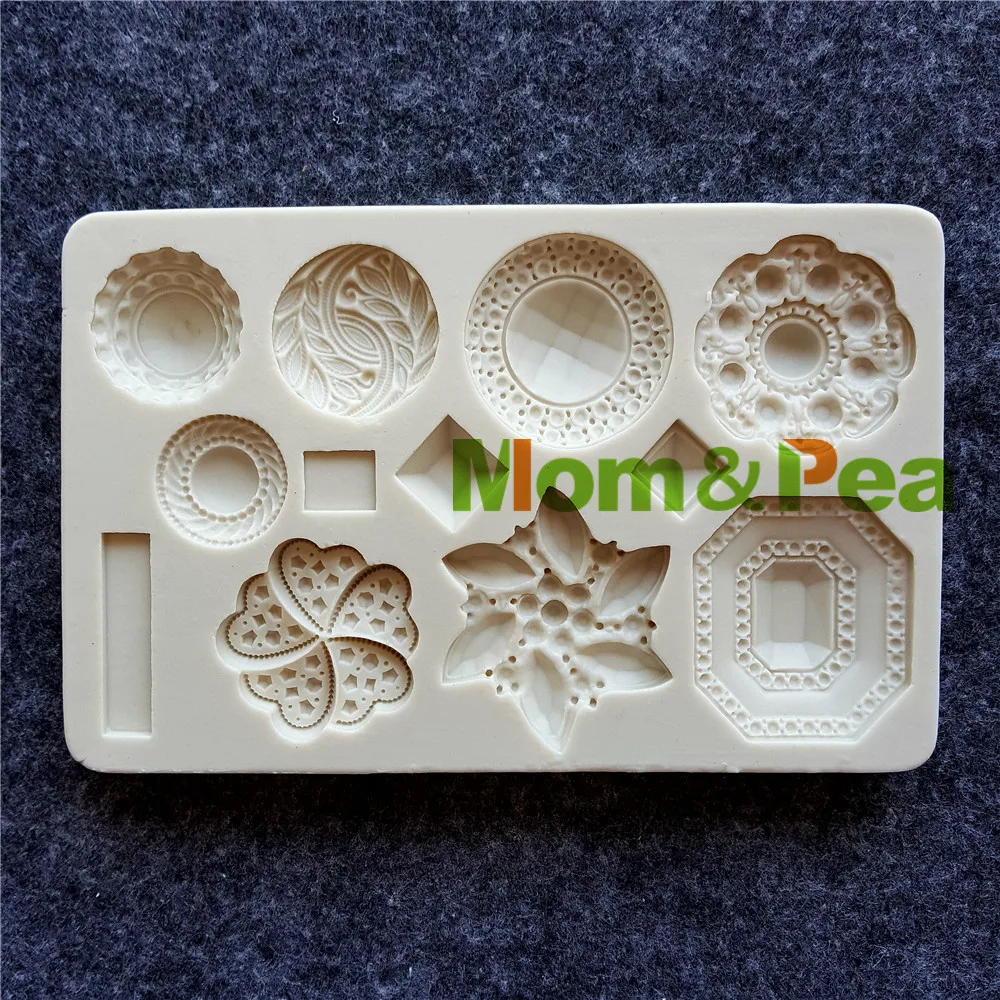 Mom &amp Pea MPB0091 цветы с камнями силиконовая форма Сахарная паста 3D украшение для