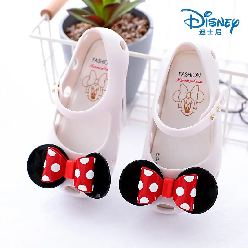 Disney Minnie/детские сандалии и тапочки; Новинка года; Летняя женская обувь с рисунком; нескользящая детская обувь - Цвет: white