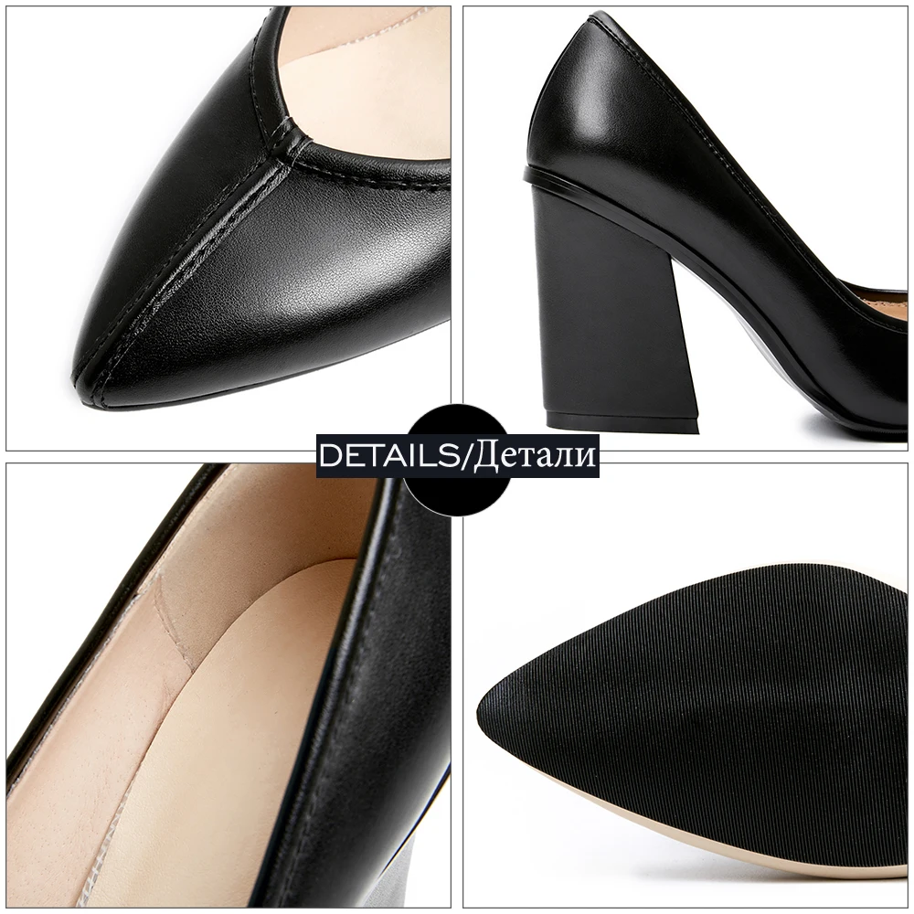 Женские туфли лодочки из натуральной кожи без застежки с острым носком|brand pumps|pumps