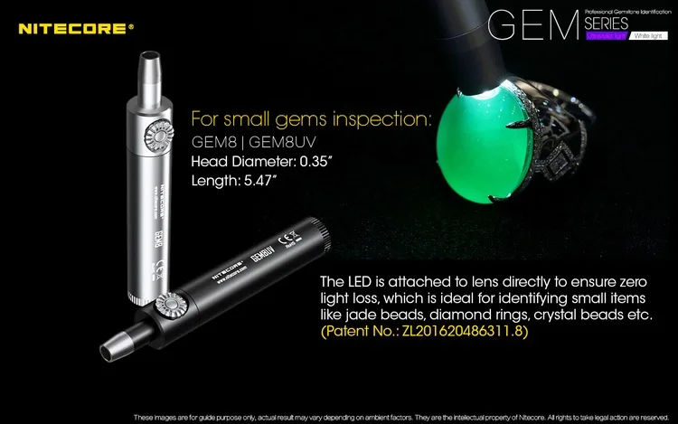 NITECORE GEM10UV Алмазный Янтарный нефрит ювелирный античный УФ-Светильник 3000 МВт 365 нм фонарь профессиональный идентификационный светильник с драгоценными камнями