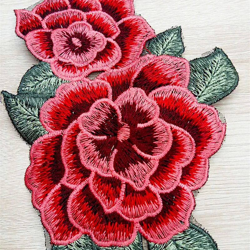 5 шт цвет вышивка аппликация красная Цветочная кружевная Нашивка Патч шитье на