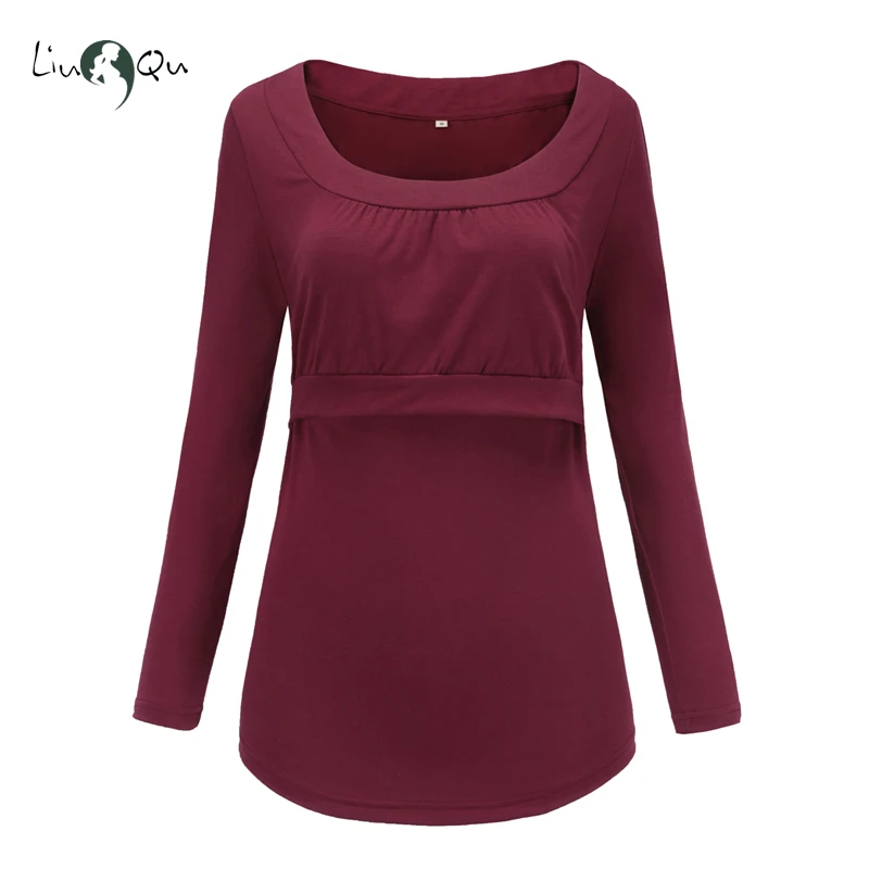 Для женщин с длинным рукавом Уход Топ круглым вырезом Грудное вскармливание