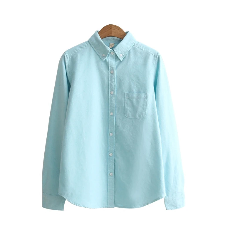 Женская Офисная рубашка с длинным рукавом хлопковая блузка Оксфорд высокого