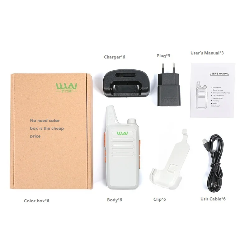 white with box 6 шт. портативное радио WLN KD-C1 мини Wiress uhf рация трансивер Любительское радио портативное радио коммуникатор рация - Цвет: white with box