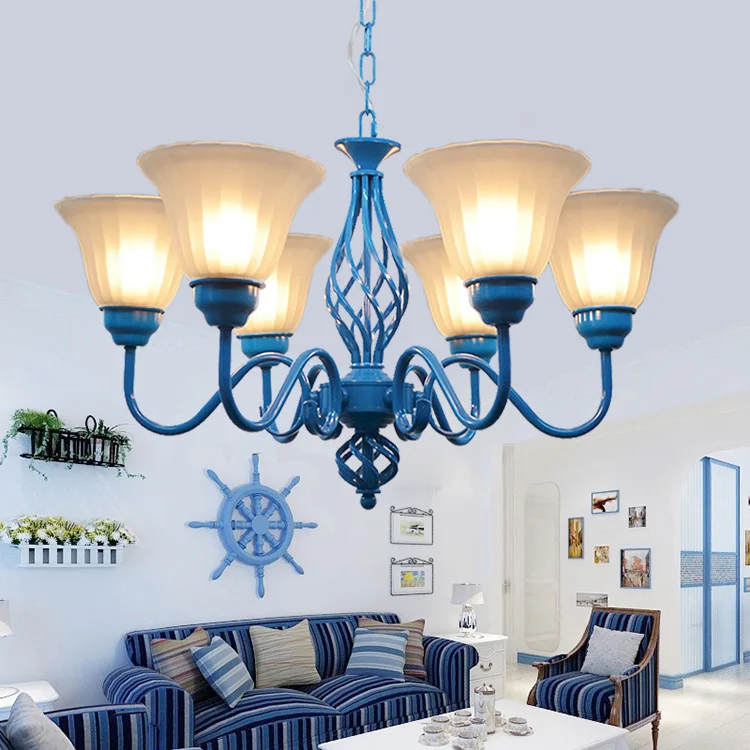 Люстра из белого железа в средиземноморском стиле для столовой спальни фойе