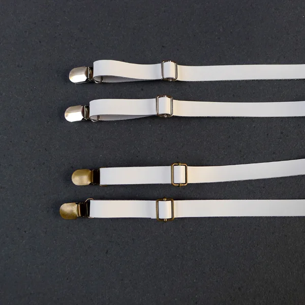 Белые подтяжки из натуральной кожи Бесплатная доставка| |