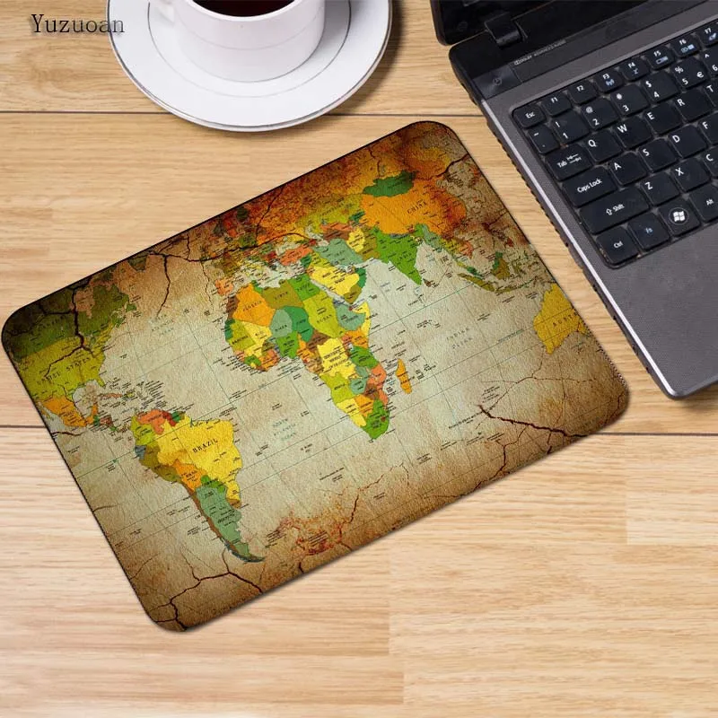 250x200x2mm Yuzuoan модный коврик для мыши с картой старого мира, маленький коврик для мыши, коврик для компьютерной мыши, игровой коврик для мыши, коврик для игры в мышь, 18*22 см - Цвет: 250x200x2mm