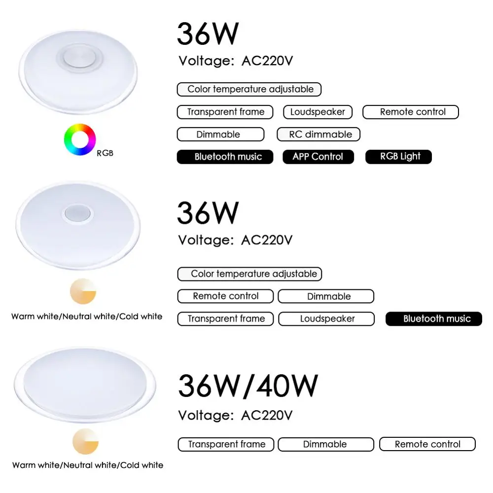Современный светодиодный потолочный светильник Bluetooth музыка RGB диммируемая