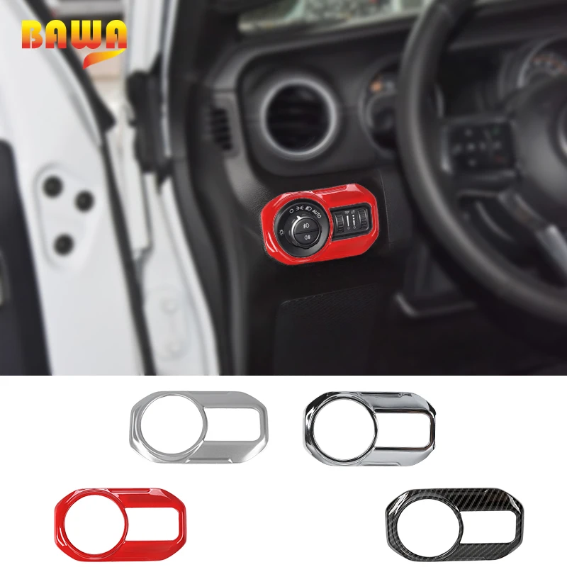 BAWA интерьер Молдинги ABS украшение для переключателя фар рамка Jeep Wrangler JL 2018