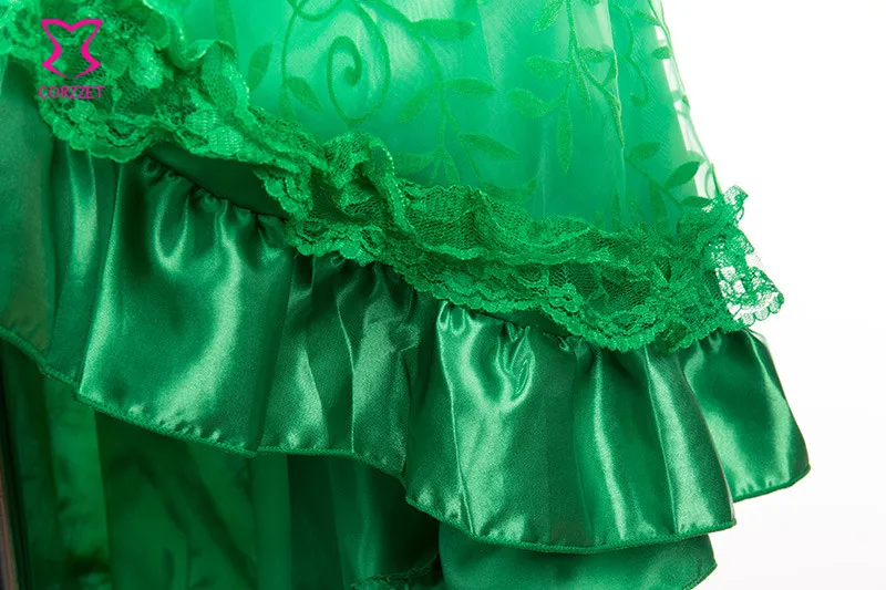 Зеленая Цветочная фатиновая и атласная Асимметричная плиссированная