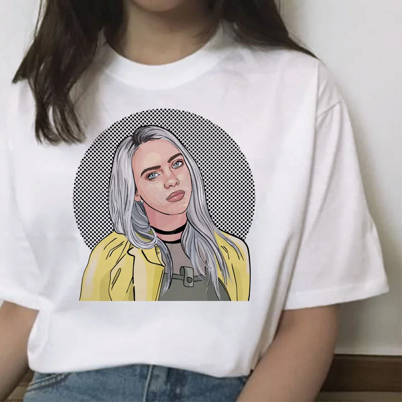 Billie eilish Футболка женская футболка одежда femme Футболка лето футболки Повседневная Женская harajuku уличная хип-хоп Футболка