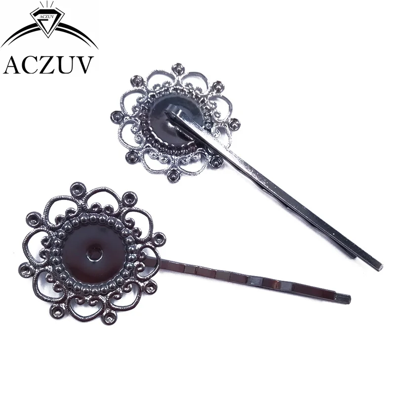 Заколки для волос с кабошонами 200 шт. 12 мм пустые заколки аксессуары FJT008 |