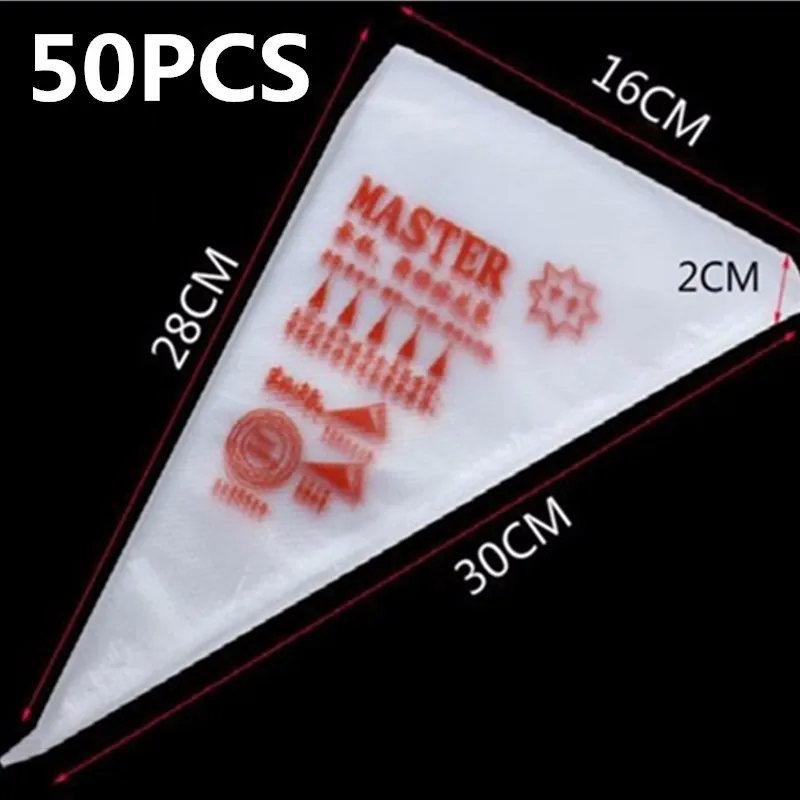 100/50/30/10PCSLot Food Grade Plastic Disposable Piping bag Icing Nozzle Fondant Cake Decorating Pastry Tips Tools | Дом и сад