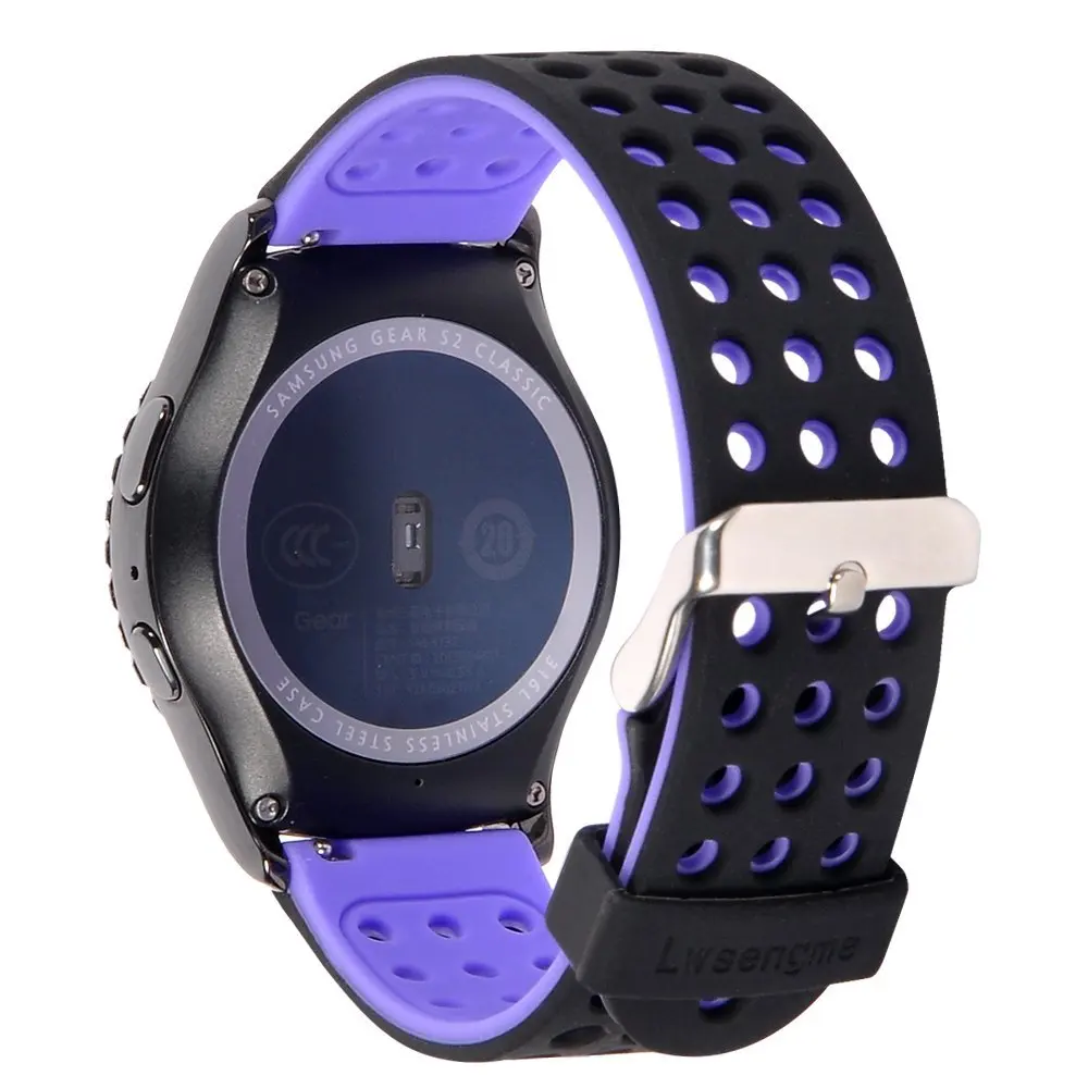 black purple 22 мм силиконовый сменный спортивный смарт-ремешок для наручных часов для Huami Amazfit/samsung Galaxy Watch 46 мм/Для huawei GT/Ticwatch 1 pro - Цвет: black purple