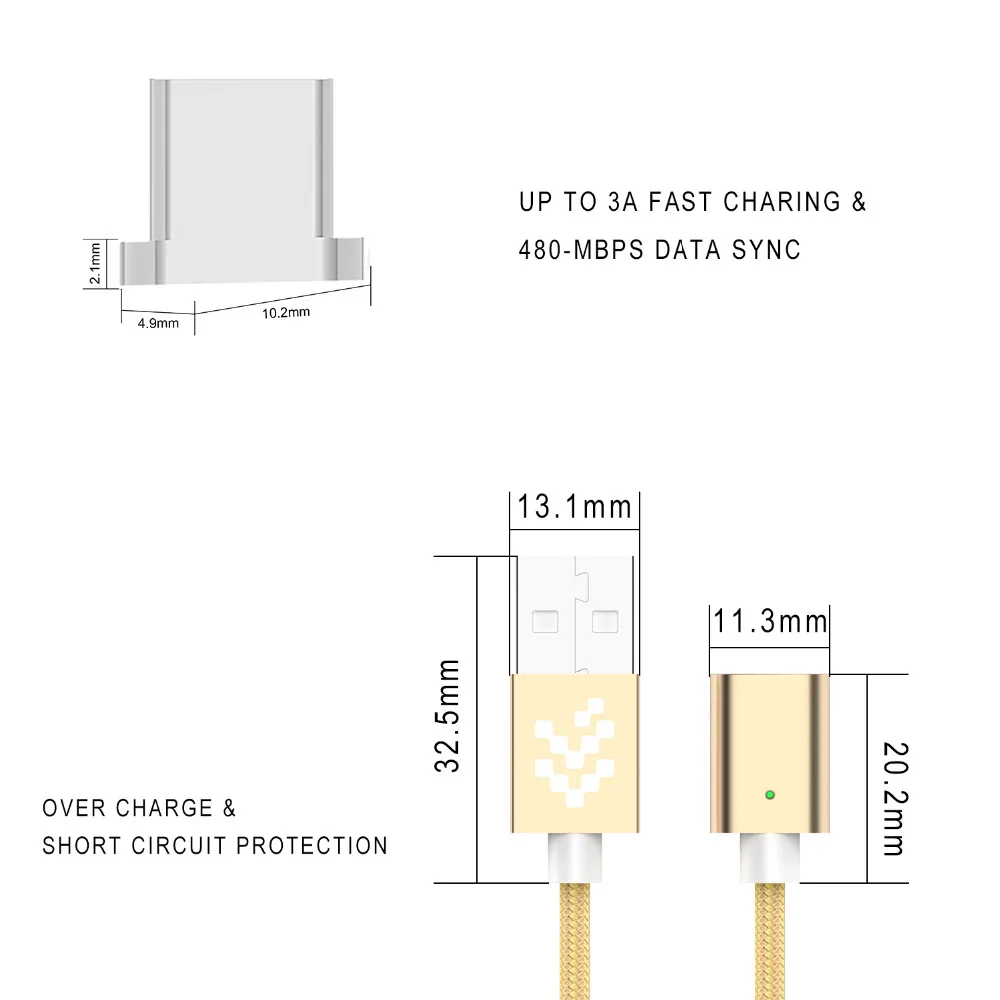 3 в 1 Магнитный кабель Micro usb Type C адаптер для быстрой зарядки телефона Microusb TypeC