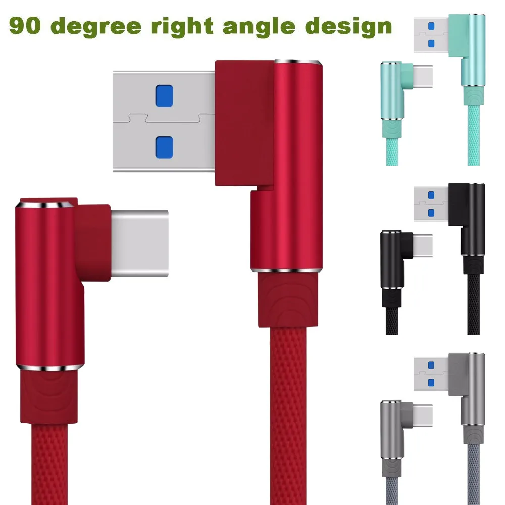 Кабель зарядного устройства под прямым углом USB C type кабель для быстрой зарядки и