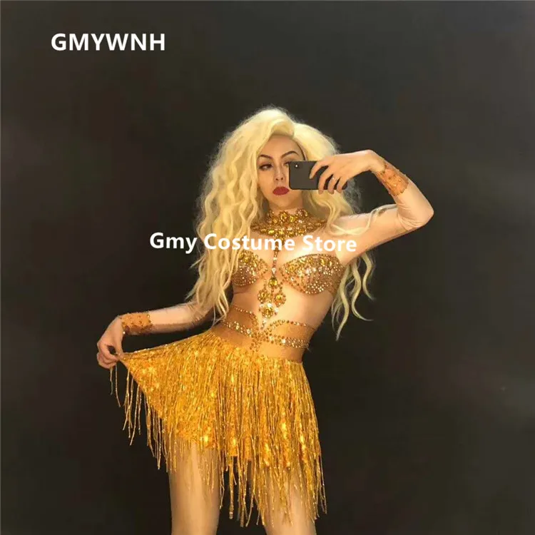 R40 золотые платья с кисточками женская сексуальная юбка dj pole dance костюмы для