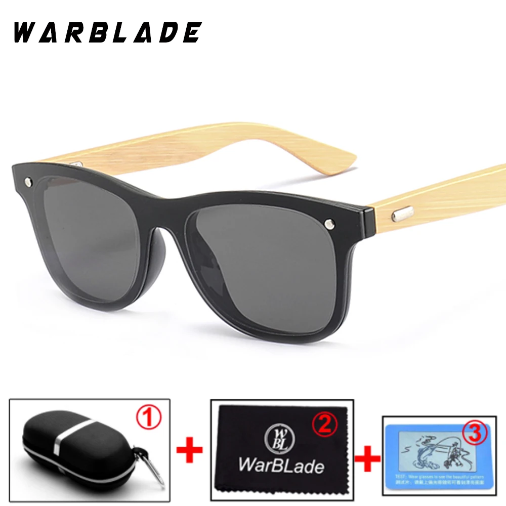 gray lens WarBLade деревянные солнцезащитные очки мужские бамбуковые солнцезащитные очки популярные женские брендовые дизайнерские спортивные Золотые Зеркальные Солнцезащитные очки с оригинальной коробкой Новые - Цвет линз: gray lens