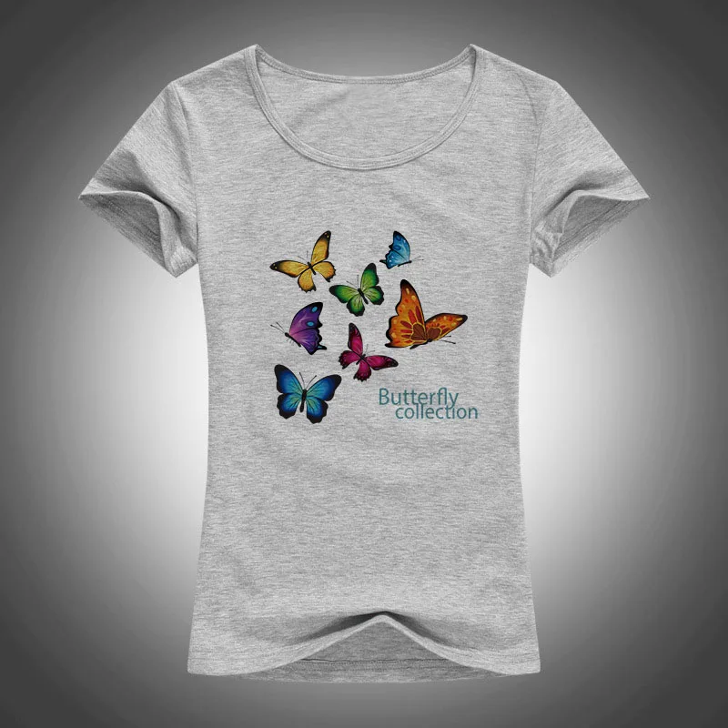 Новинка 2017 красивая коллекция футболок с бабочкой женская летняя Милая футболка