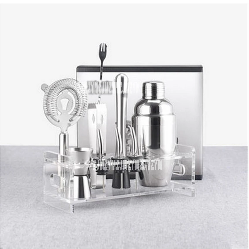 Hot Sale HY1563a 350ML Cocktail Shaker Set / 10 Pieces includes Tin Jigger Ice Tong Strainer Rack Pourer Muddler &amp Spoon | Дом и сад