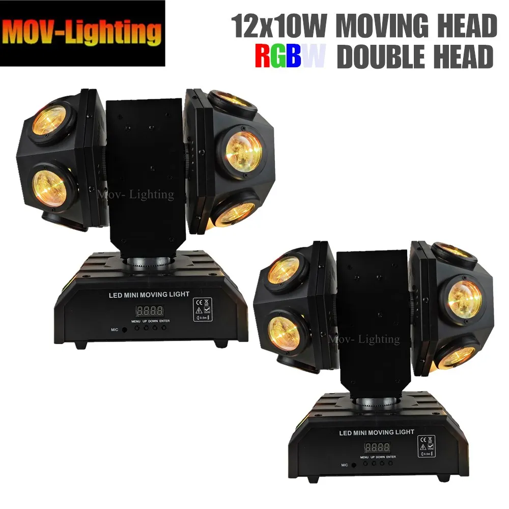 2 шт./лот mini 12x10 Вт RGBW 4в1 светодиодный движущийся луч с двумя стрелками сценический