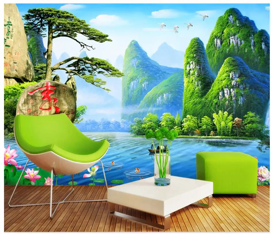 

Custom photo wallpaper 3d murals wallpaper Landscape scenery murals pine fresh TV background wall paper living room decoration