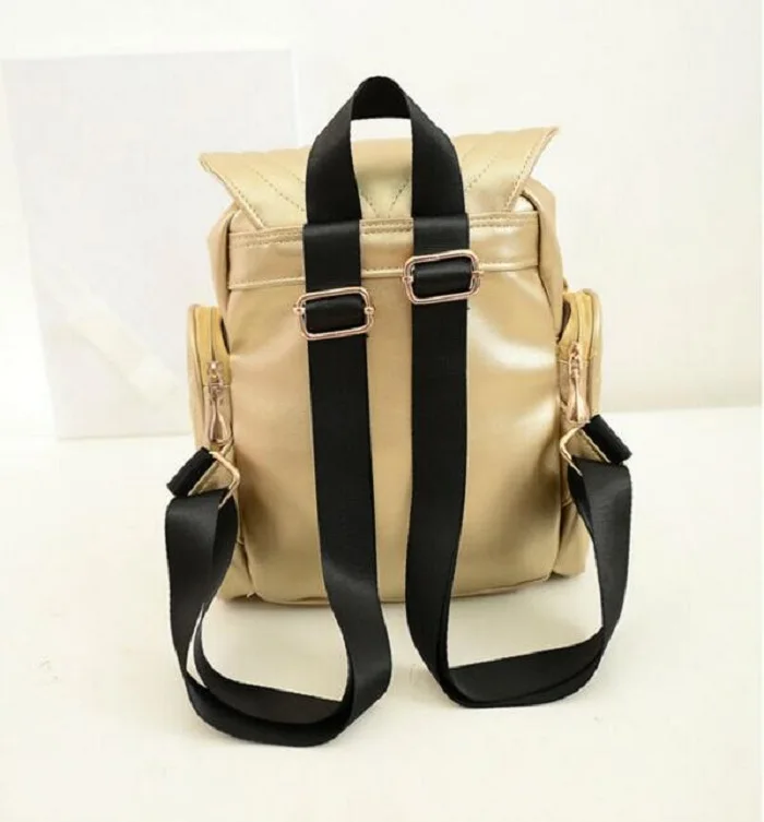 Модный женский рюкзак новинка 2016 стильный черный из искусственной кожи с совой