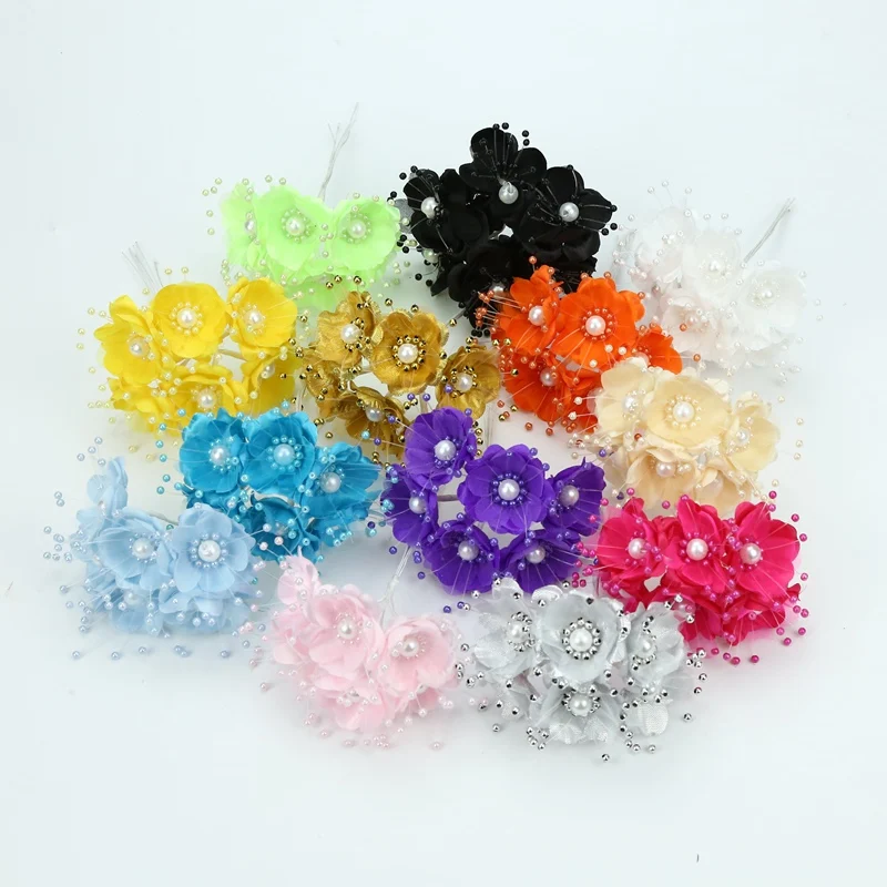 6 шт. Шелковый Жемчужный Цветок подарок сделай сам Рождественская гирлянда