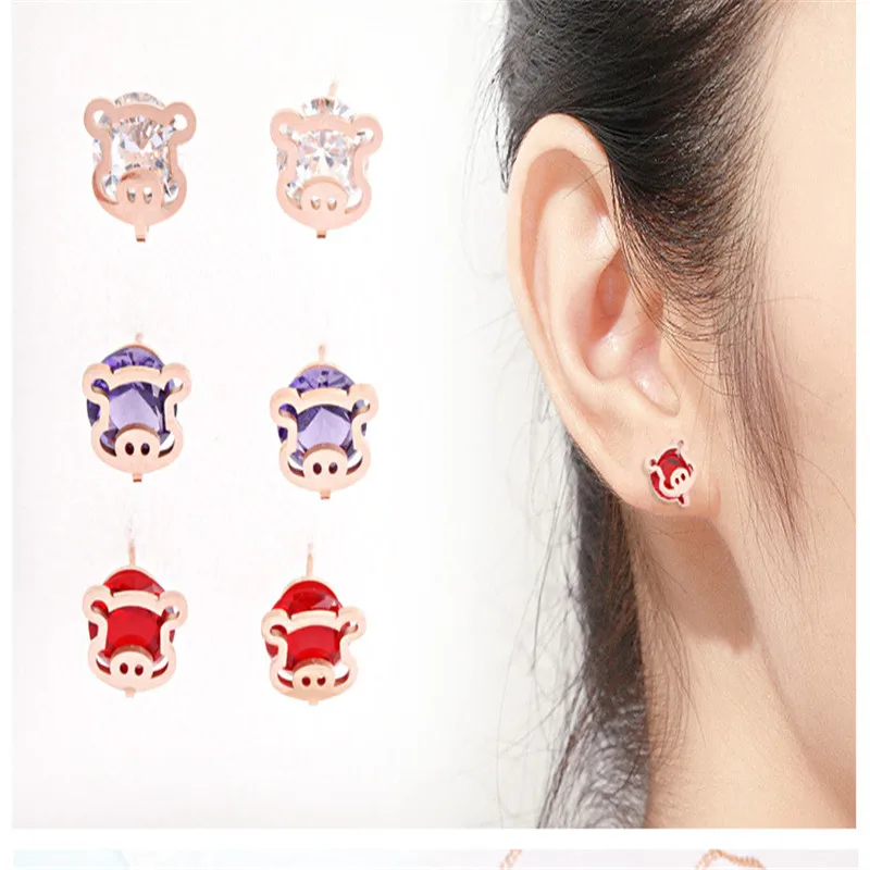 Новые модные женские серьги гипоаллергенные цветные в виде свиньи из титановой