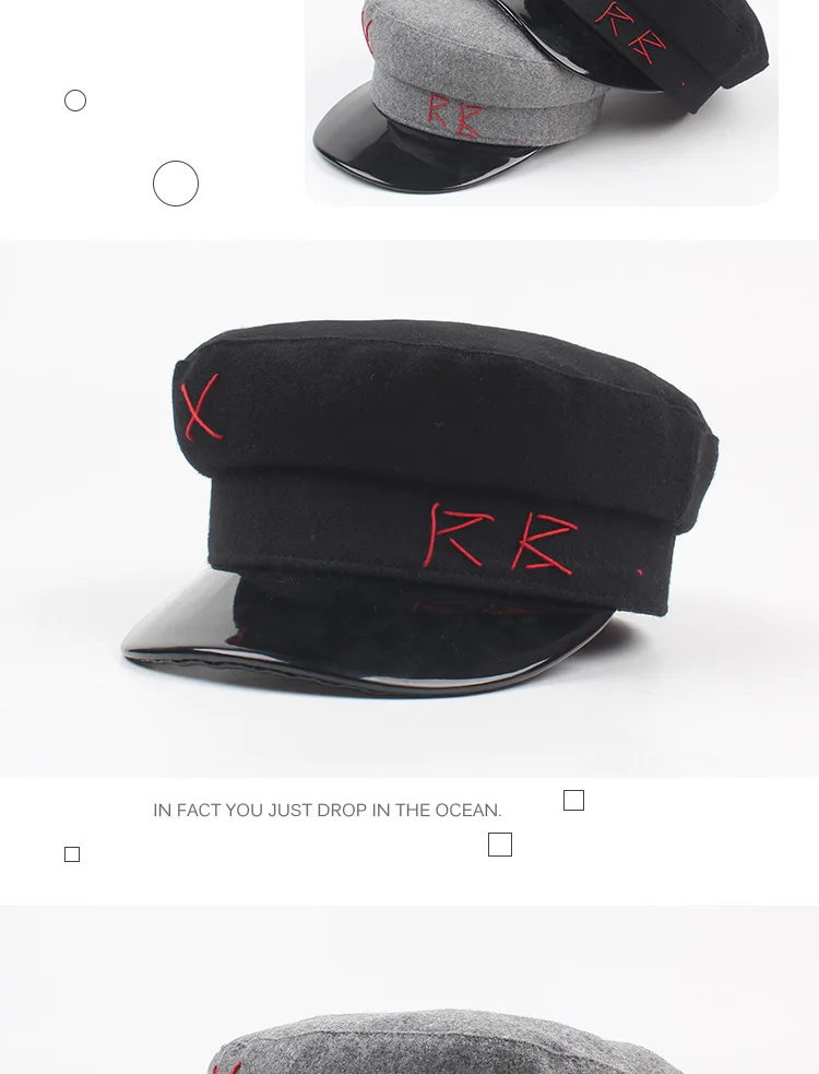 Винтажная Кепка из искусственной кожи Baker Boy Beret, кепка s для мужчин и женщин, кепка Newsboy с вышивкой в стиле милитари, шерстяная, британская классическая женская кепка на плоской подошве