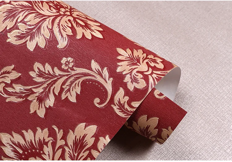 3D Европейская Дамасская ПВХ настенная бумага рулон для стен постельное белье