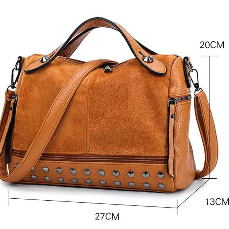 

Women Top Handle Shoulder Bag Personality Rivet Satchel Tote Purse Fashion Vintage Big Bag