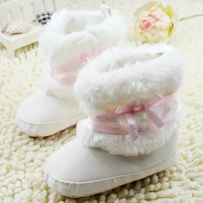 

Winter Keep Warm First Walker Baby Girl Toddler Boots With Butterfly-knot Anti-slip Snow Thick Shoes