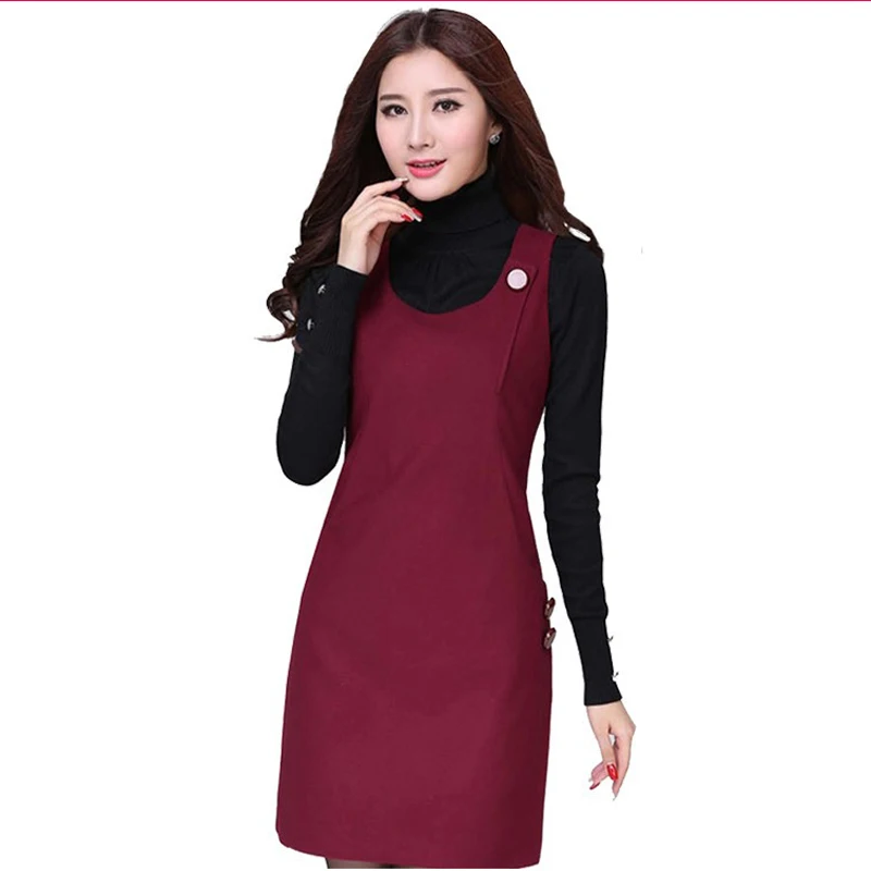 Для женщин осень-зима шерстяное платье Плюс Размеры Повседневный жилет Платья
