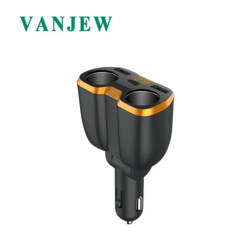 VANJEW C46, 2 usb порта, автомобильный прикуриватель, автомобильное зарядное устройство, адаптер питания, разветвитель, адаптер питания, Обнаружение напряжения, 2 гнезда