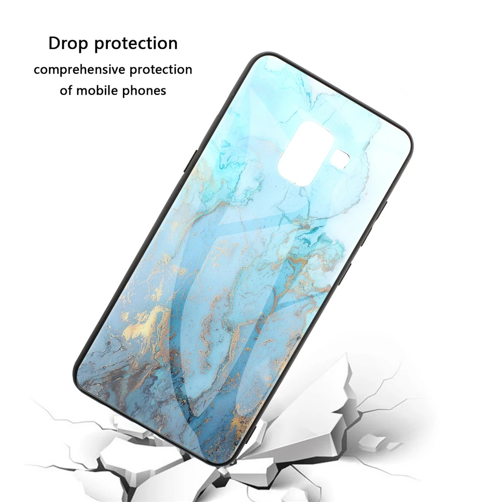 Чехол из закаленного стекла для Samsung Galaxy J2 J3 J4 J5 J6 J7 гранитный мрамор задняя крышка