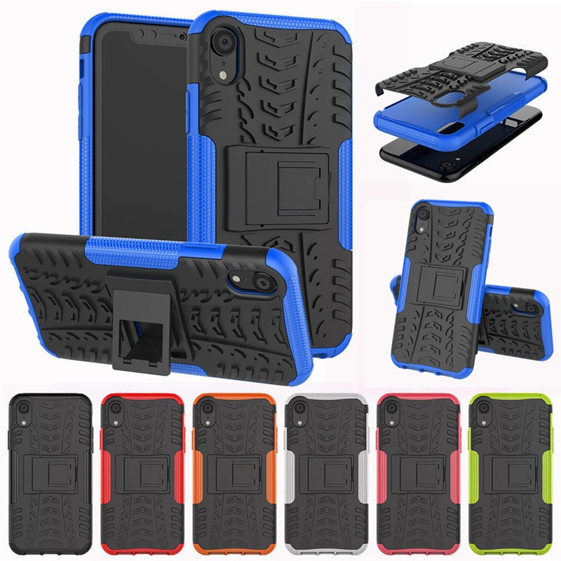 Для iphone X XS чехол для MAX XR Heavy Duty Armor Stand силиконовый резиновый Жесткий Чехол 6 6s 7 8 plus