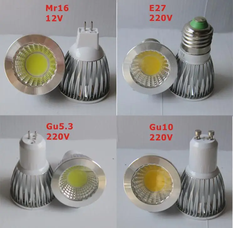 COB GU10 GU5.3 E27 E14 MR16 12V лампада СВЕТОДИОДНАЯ Лампа 220V 110V 3W 5W 7W Bombillas светодиодные