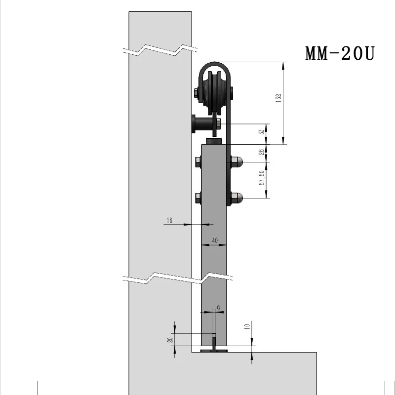 Подкова направляющая для подвесной двери сарая американская кухонная фурнитура