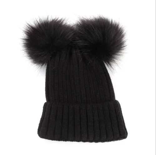 2018 Winter Warm Baby Hat Newborn Kids Boy Girl Knitting Wool Beanie Bonnet Fur Pompom Crochet Cap Accessories 2-6T | Детская одежда и