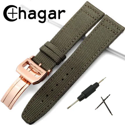 Fashion Breathable Watch Straps For Iwc watch Woven Nylon Canvas Durable Sport Padded Watch Strap comfortable Leather 20mm 22mm