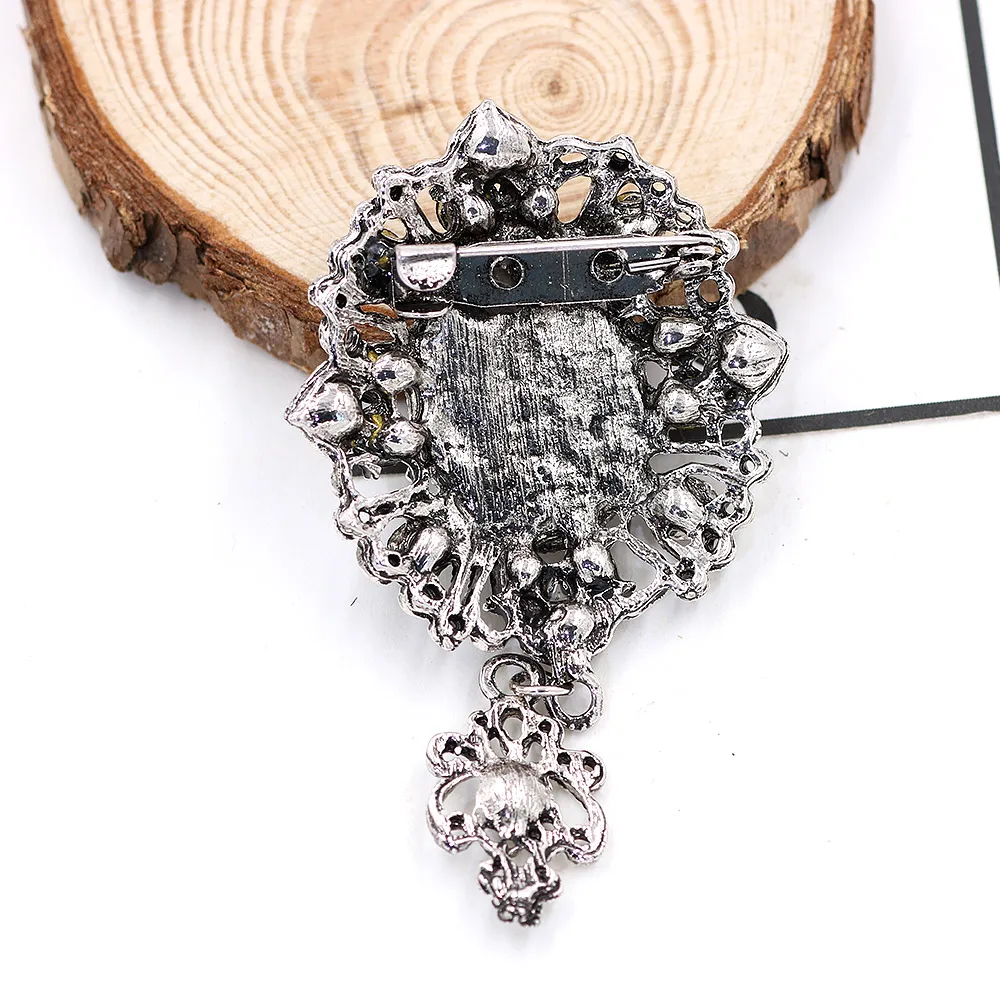 PULATU Новая Черная Камея Брошь для женщин античный винтажный полированный металл