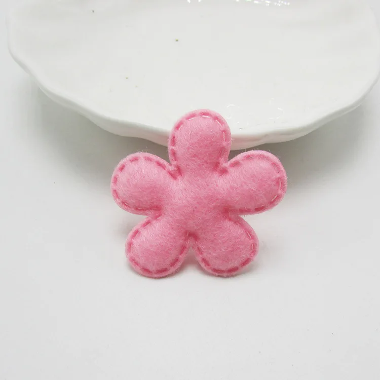 pink 50 шт./партия, 3,5 см, цветки разных цветов, форма, нашивки, много цветов, мягкая аппликация для DIY, Детские аксессуары для волос - Цвет: pink