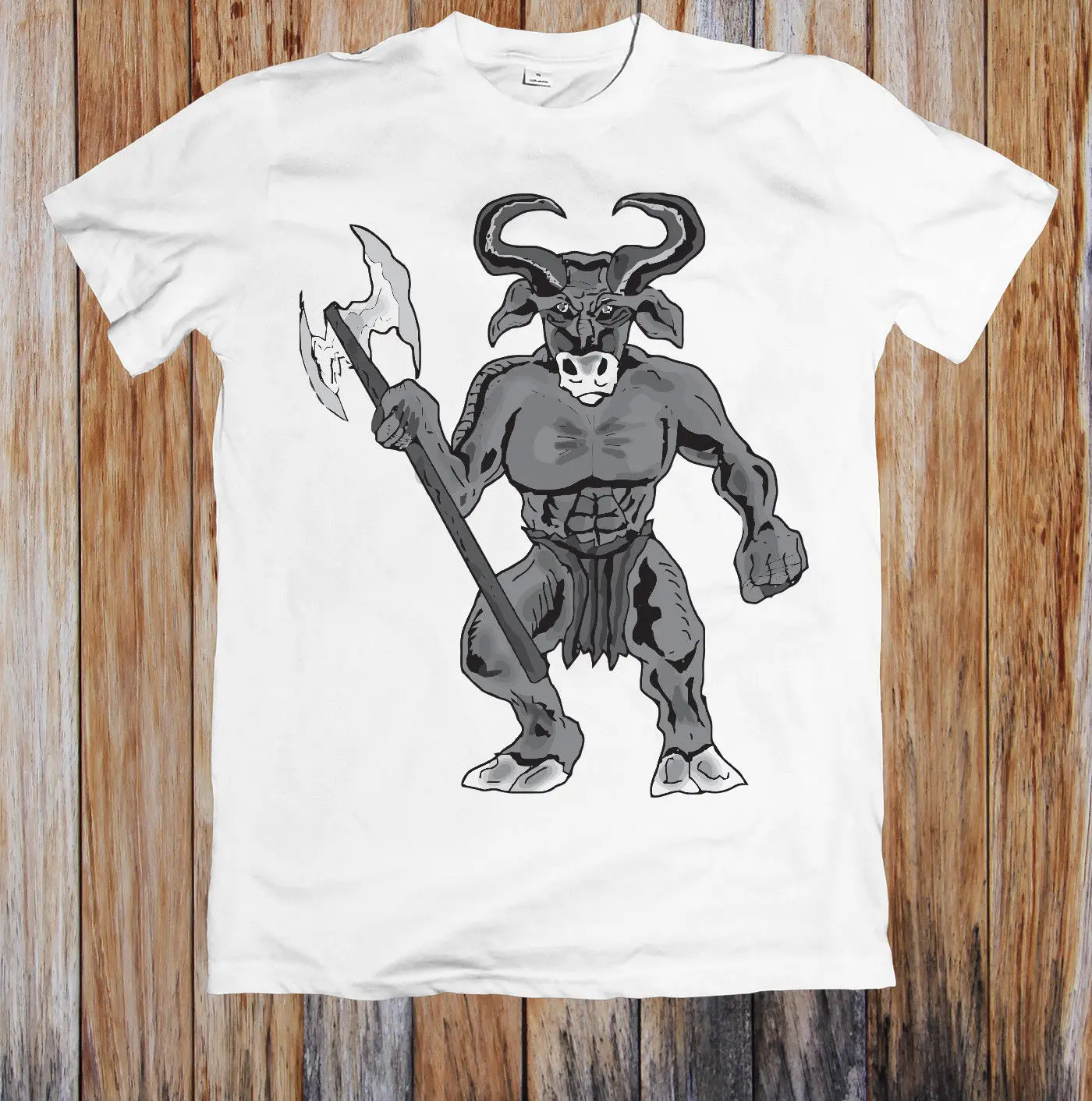 MINOTAUR GRAYSCALE/футболка унисекс стильная футболка с круглым вырезом из Джерси на